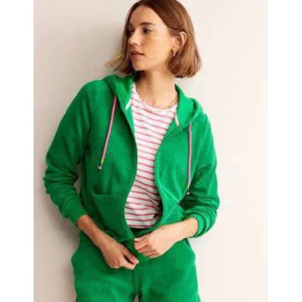 Boden Zip Through Towelling Hoodie